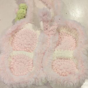 Pink and White Fuzzy Butterfly Bag